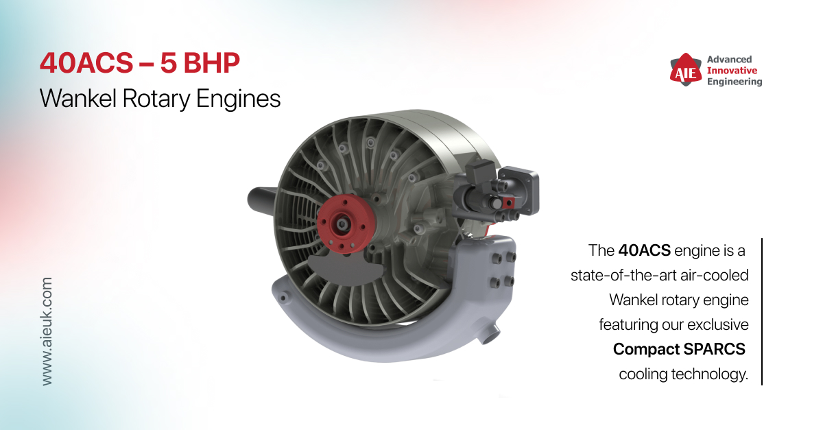 Press release banner with AIE 40ACS 5 HP Air-Cooled Wankel Rotary Engine for UAV